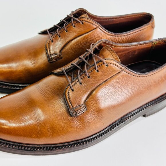 Vtg Florsheim Imperial Pebbled Brown Leather Plain Toe Shoes 8 C main image 7